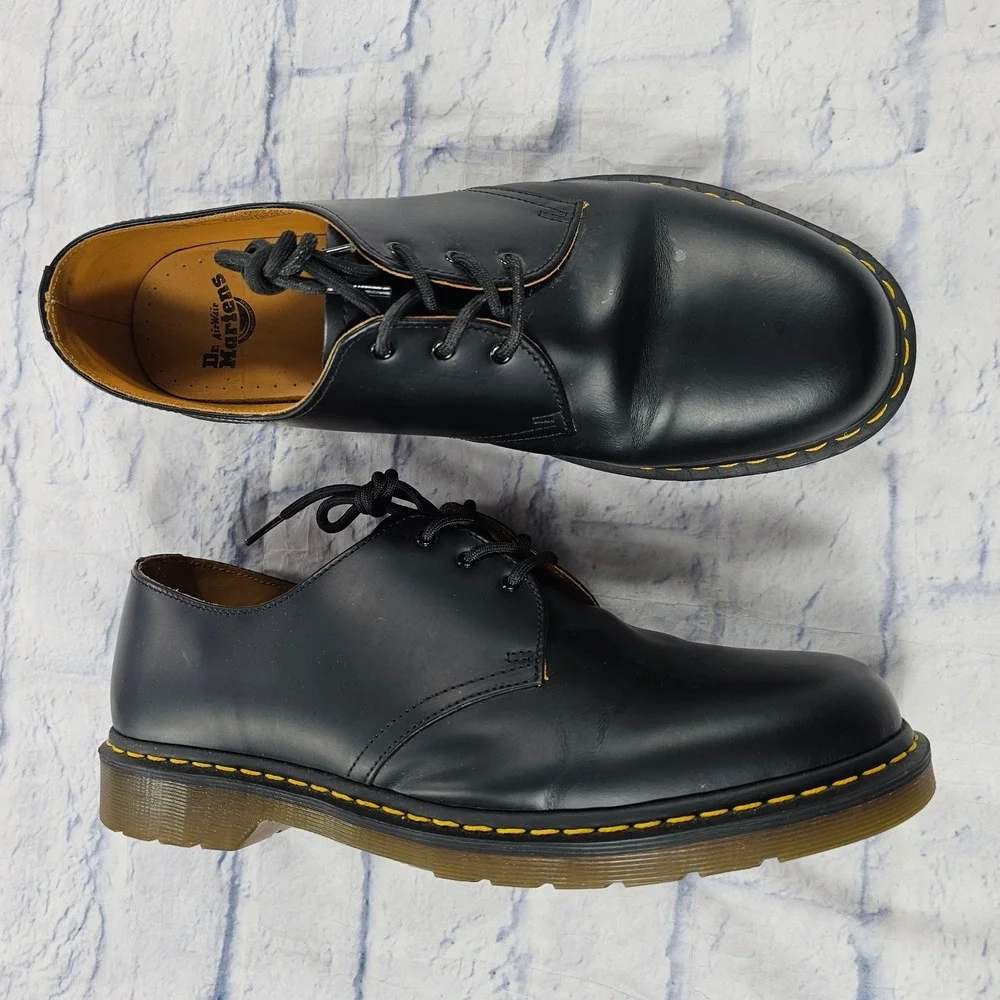 Dr Martens 1461 Oxford Shoes MENS 14 Black Smooth Leather Classic Low Top